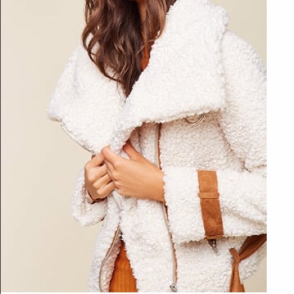 Faux Curly Lamb Moto Fleece Jacket - Picture 3 of 7